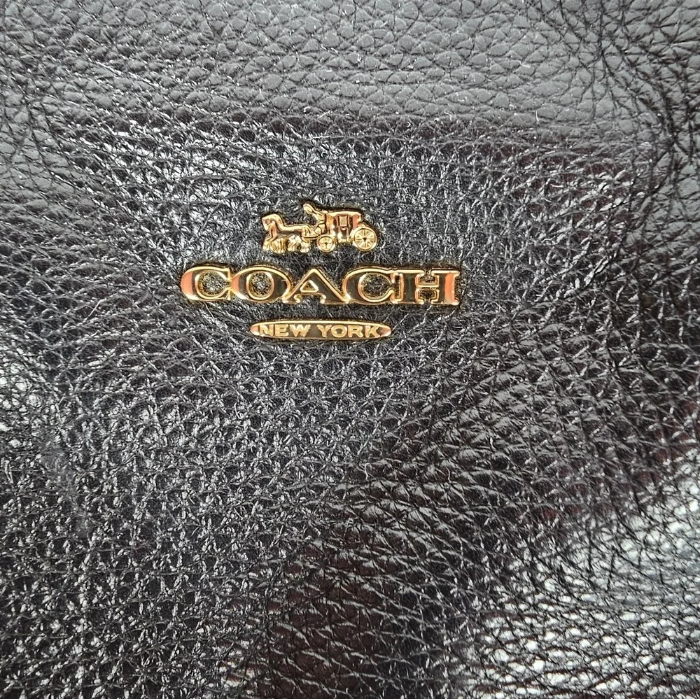 Coach Black Pebbled Leather Crossbody Tote with Gold Hardware - Picture 7 of 10